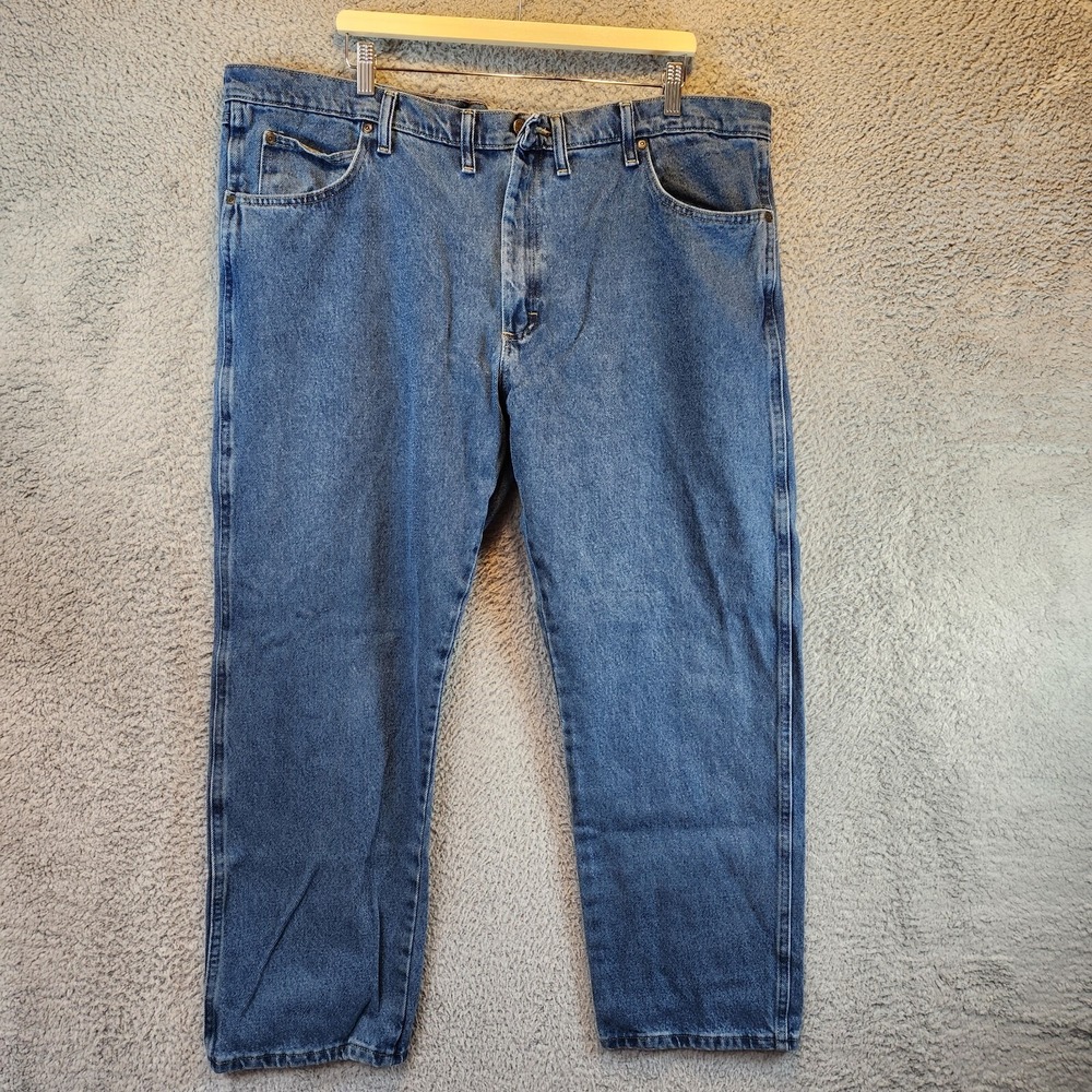 Wrangler Jeans Mens‎ 44X30 (Fits 42x28) Blue Denim Rugged Wear Cotton High Rise